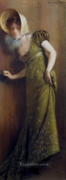  BELLE Arte - Mujer elegante con un vestido verde Carrier Belleuse Pierre